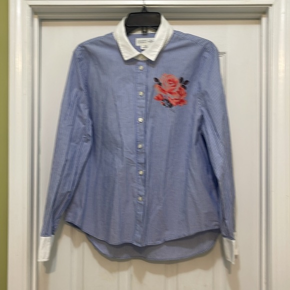 Broome Street - Kate Spade blue& white pinstripe button down - size XL - Picture 2 of 10